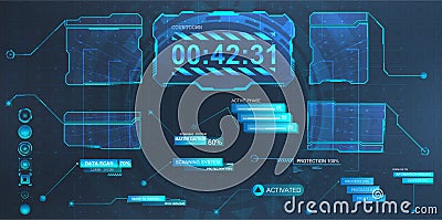 Callouts titles and screen futuristic frame in HUD style Vector Illustration